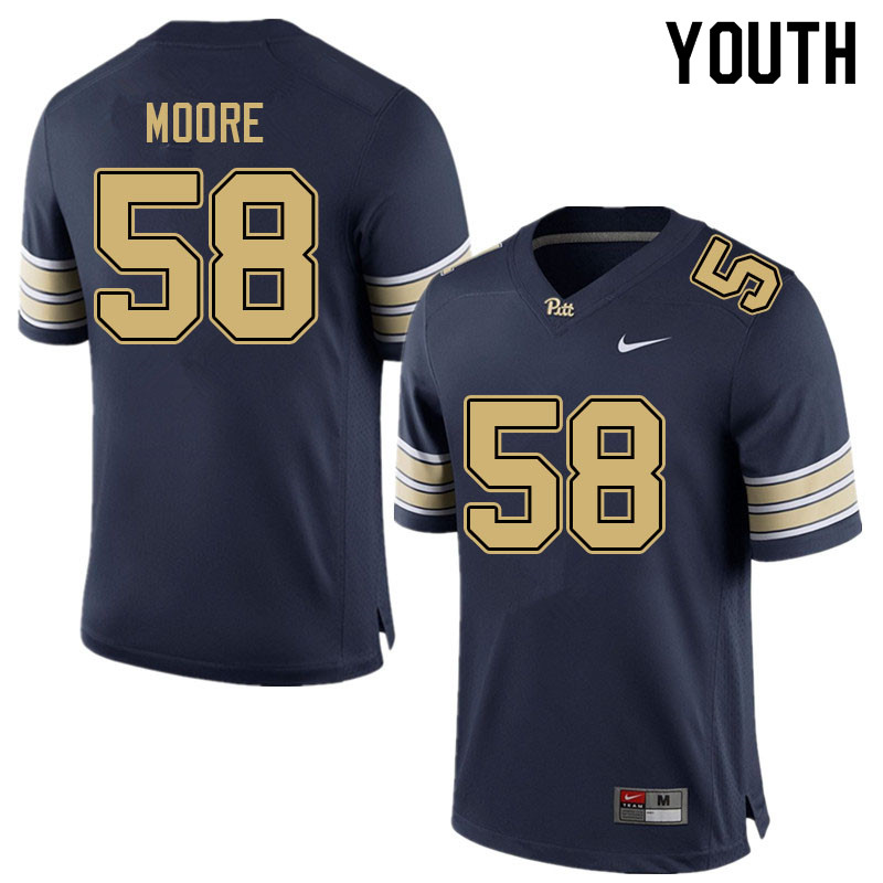 Youth #58 Terrence Moore Pitt Panthers College Football Jerseys Sale-Navy